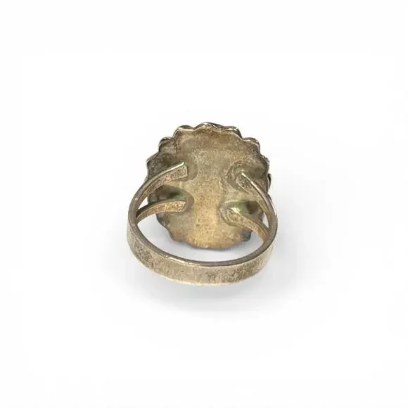 Vintage Sterling Silver Pink Blue Green Foiled Glass Ring Size 6.5 - Tarnished - Picture 3 of 5